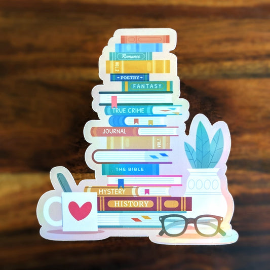 Never Enough Books Vinyl Holographic Sticker